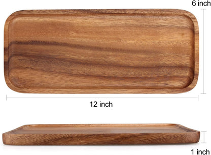 2 Pcs Small Rectangular Wooden Tray Decorative Acacia Wood Appetizer Cheese Plates Small Sandwich Dessert Trays Rectangle Serving Platter for Decor Snacks Plate Food Dish Charcuterie Boards