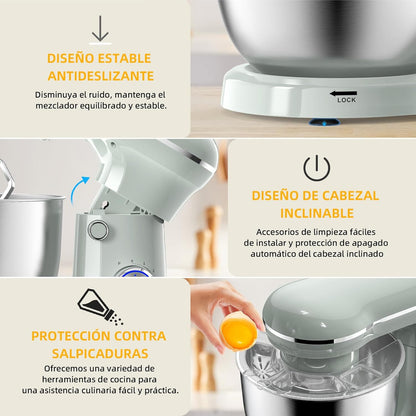 Electric Stand Mixer,10 Speeds Tilt-Head Food Mixer, 3-IN-1 Kitchen Mixer for Daily Cooks with 6 QT Bowl,Dough Hook, Beater, Whisk (Morandi Green)