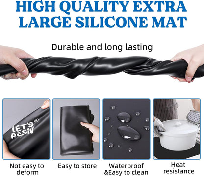 LET'S RESIN Extra Large Silicone Mat for Crafts,36''x24''Nonstick &Nonskid Heat-Resistant Silicone Crafts Mat, Easy Clean&Store Multipurpose Silicone Mat for Resin, DIY Art,Paint, Clay