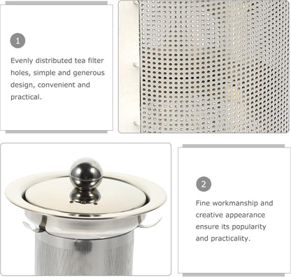 Stainless Steel Tea Strainer Insert with Lid, Large Capacity Loose Leaf Tea Infuser for Teapots, Cups, Mugs, and Pitchers, Easy to Clean Replacement Mesh Filter