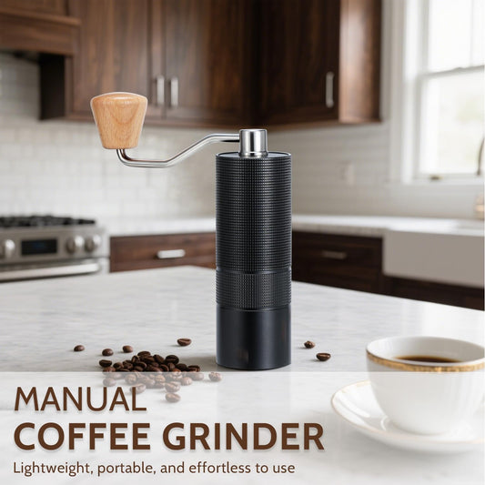 Manual Coffee Grinder, 420 Stainless Steel Conical Burr Hand Coffee Bean Grinder, Adjustable Grind Setting For Espresso, Pour Over, French Press (Black)