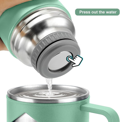 Stainless Steel Thermo 700ml/23.7oz Vacuum Insulated Bottle with Cup for Coffee Hot drink and Cold drink water flask.(Green,Set)