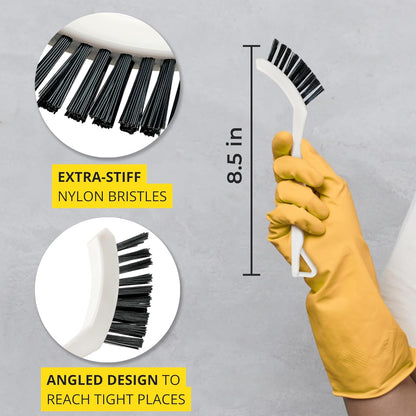 6-Pack Grout Cleaner Brush Scrub Set - Stiff Bristle Scrubbing & Detail Cleaning Brushes for Household Use on Bathtub, Shower, Kitchen, Tile Floors, Sink, Grooves, Window Tracks, Drains