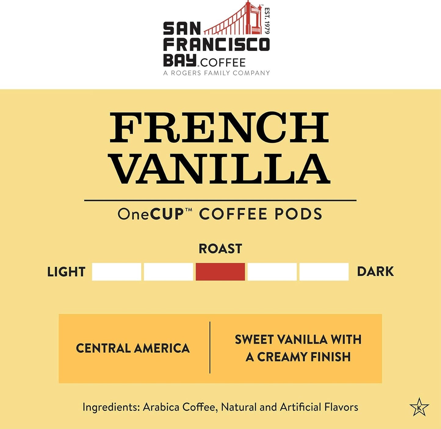 San Francisco Bay Coffee - Flavored Medium Roast - French Vanilla (80 ct) - Single Serve Coffee Pods, Commercially Compostable, K Cup Compatible