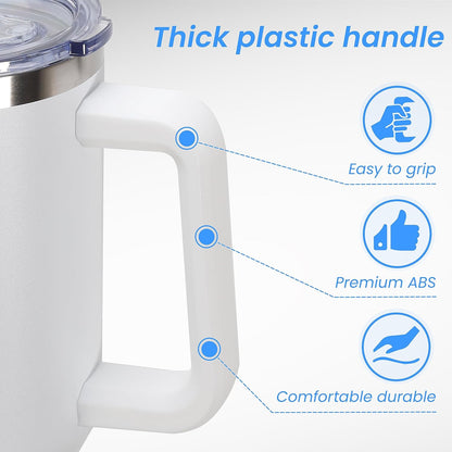DOMICARE 40 oz Tumbler with Handle and Straw, Stainless Steel Tumbler with Lid and Straw, Reusable Vacuum Insulated Cup, Travel Coffee Mug, White, 1Pack