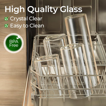 ComSaf 0.8 Qt Glass Food Storage Jars Set of 6, Clear Glass Storage Containers with Lids, Pantry Organization Jar, Spice Jar, Blooming Tea, Coffee and Sugar Container, Small Canister Set for Kitchen
