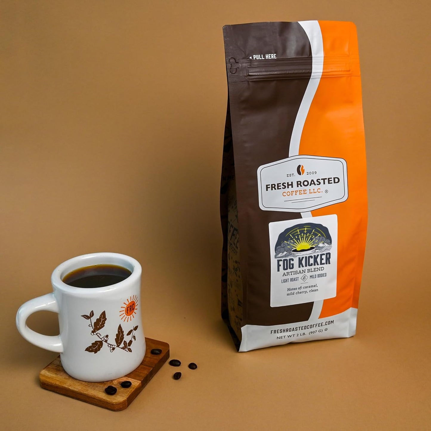 Fresh Roasted Coffee, Fog Kicker, 2 lb (32 oz), Light Roast, Kosher, Whole Bean