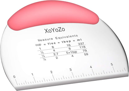 1 pcs Dough Pastry Scraper Chopper/Stainless Steel Dough Scraper Cutter with Ergonomic Rubber Non-Slip Grip/Dough Scraper Cutter/Pro Pastry Pizza Cutter Chopper (Pink)