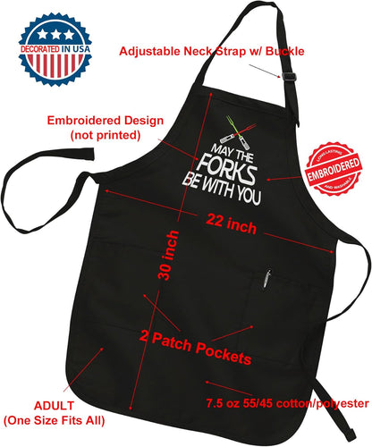 Personalized Chef Apron for Men, Custom Embroidered Design, Professional Kitchen Cooking BBQ Grilling for Dad, Decorated in USA