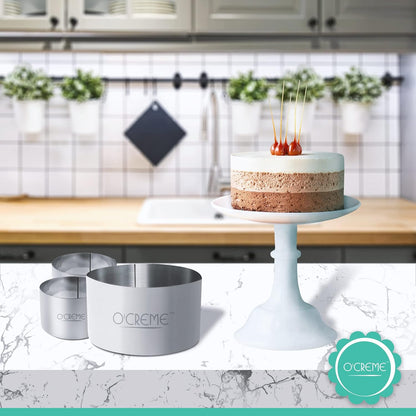 O'Creme Cake Ring Sturdy Stainless Steel Round Mousse Cake Ring Mold for Baking, Dessert Cake Decorating Pastry Rings 4 Inch Diameter x 4 Inch High
