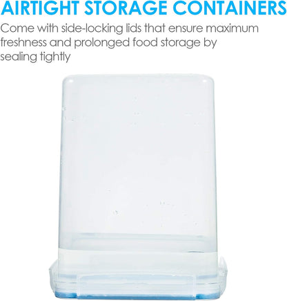 Vtopmart Large Food Storage Containers 5.2L / 175oz, 4 Pieces BPA Free Plastic Airtight Canisters for Flour, Sugar, Baking Supplies, Rice with Lids, 4 Measuring Cups and 24 Labels, Blue