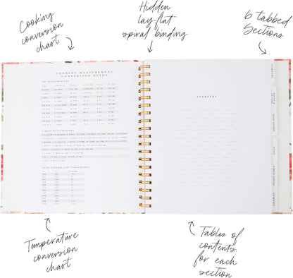Itsy Belle Studio Make Your Own Cookbook – Blank Recipe Book to Write in Your Own Recipes | Hidden Spiral Bound Personalized Recipe Binder with back pocket & Conversion Charts | Holds 240 Recipes