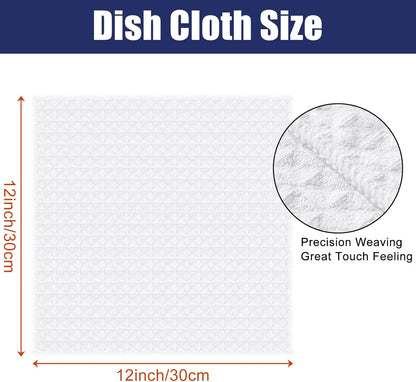 Homaxy Microfiber Waffle Weave Kitchen Dish Cloths, 12 x 12 Inch Ultra Absorbent and Solid Color Dish Towels for Kitchen Fast Drying Dishcloth for Washing Dishes, 6 Pack, White