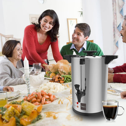 Valgus Commercial Coffee Urn 32-Cup 6L Stainless Steel Large Coffee Maker with Percolator Electric Hot Water Dispenser for Party, Office, Wedding