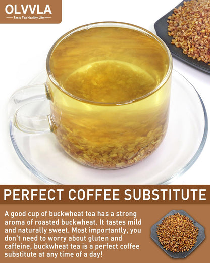 Olvvla - Himalayan Tartary Buckwheat - 8oz/227g - Premium Roasted Buckwheat Tea - Gluten-Free - Caffeine Free - Rich Aroma of Roasted Buckwheat