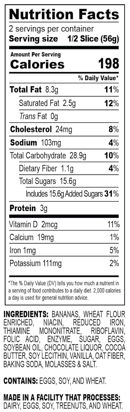 Nadel - NATURALLY DELICIOUS BANANA CHOCOLATE CHIP CAKE SLICES (8 Pack) Sweet Breads & Cakes, Back to School lunch snack, breakfast bar