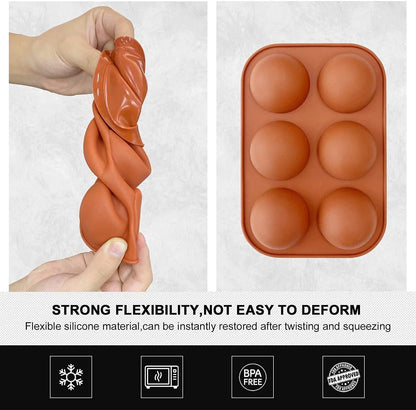 Silicone Hot Chocolate Bomb Mold Medium Semi Sphere Silicone Mold, 2 Packs Half Sphere Silicone Baking Molds for Making Chocolate, Cake, Jelly, Dome Mousse