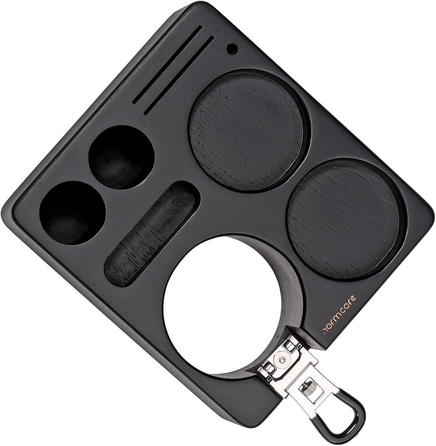 Normcore Espresso Tamping Station, Wood Coffee Tamper Station Fit 51 to 54mm Espresso Machine Accessories Coffee Tamper, Distributor, WDT, Puck Screen, Portafilter Holder Stand, Solid Black Ashwood