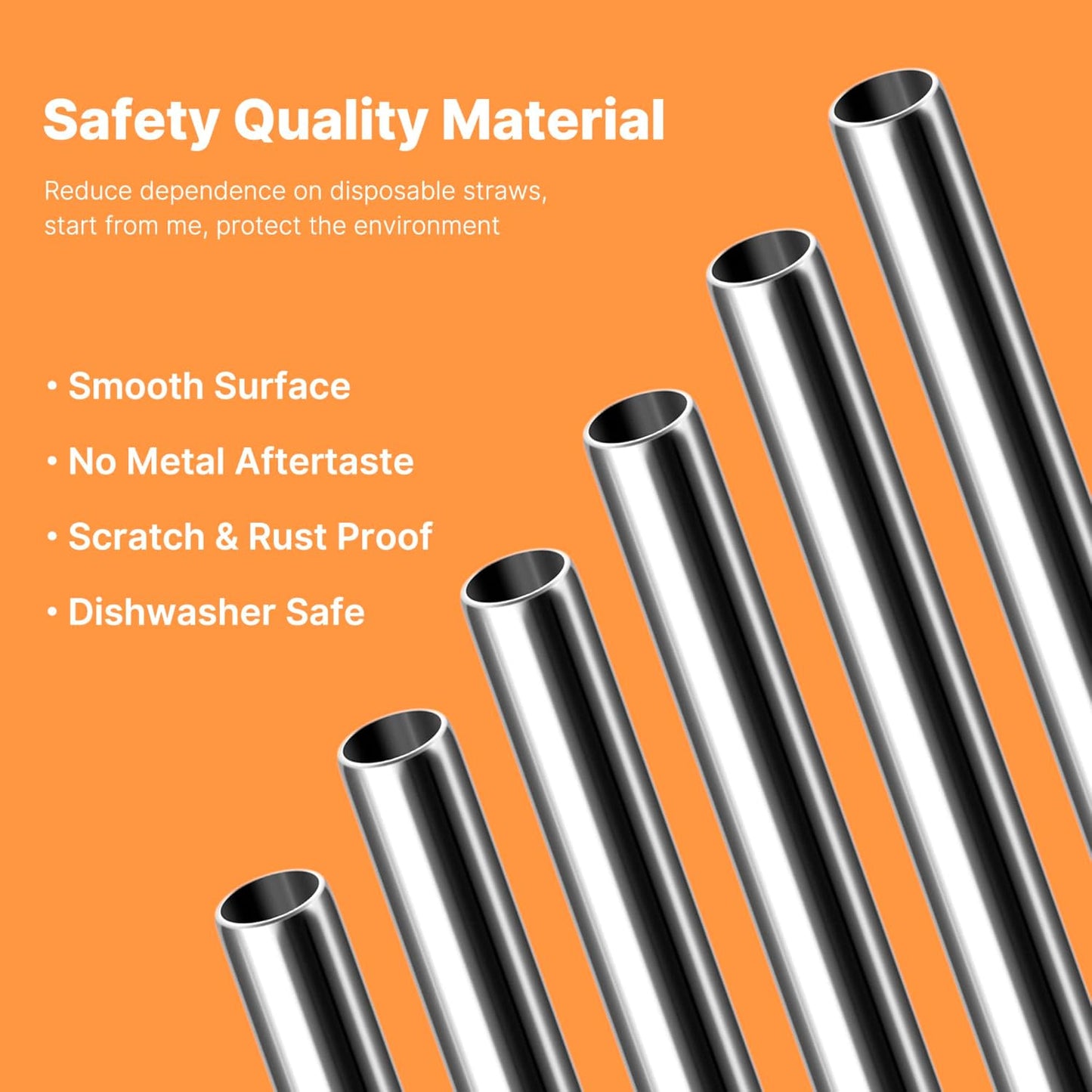 6 Pack Metal Smoothie Straw, 0.47''Extra Wide Stainless Steel Reusable Straws with 2 Straw Brush for Milkshake, Bubble tea