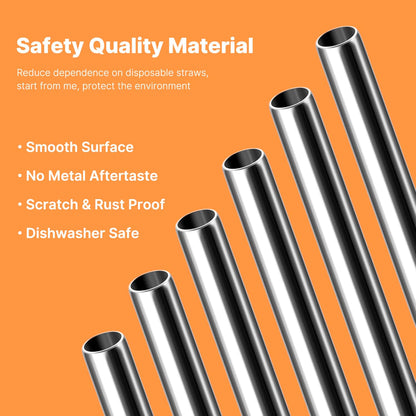 6 Pack Metal Smoothie Straw, 0.47''Extra Wide Stainless Steel Reusable Straws with 2 Straw Brush for Milkshake, Bubble tea