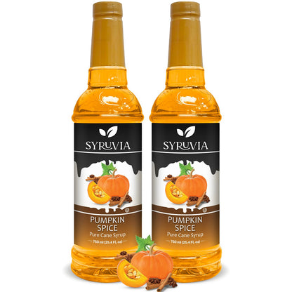 Syruvia Pumpkin Spice Syrup – 25.4 fl oz – Syrup for Coffee, Lattes, Shakes, Smoothies, Desserts – 100% Vegan, Gluten Free, Kosher Delicious Coffee Sauce, (Pack of 2)