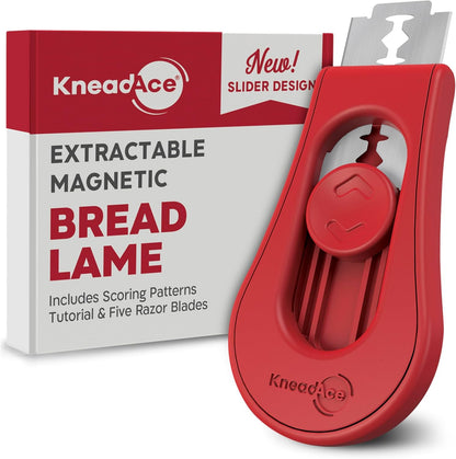 Upgraded Extractable & Magnetic Bread Lame Dough Scoring Tool - Professional Sourdough scoring tool for Sourdough Bread baking & Bread Making Tools - Scoring Patterns booklet & 5 Razor Blades