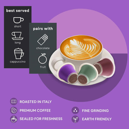 WOKEN COFFEE Compostable Nespresso Pods Variety Pack - Dark and Medium Roast Italian Espresso - Compostable Coffee Pods Compatible with Nespresso Machine (60 Pod Count, 6 Boxes)