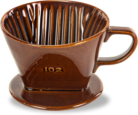 Pour Over Ceramic - Coffee Dripper Ceramic Coffee Maker with 3 Holes Flat Bottom, Porcelain Slow Filter Cone for Travel, Camping, Office, Home, Coffee Maker Brew