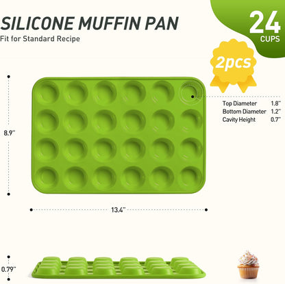 2 Pack 24 Cups Silicone Mini Muffin Pan with Metal Reinforced Frame Silicone Molds Parents Stepdad Pawpaw Who Want Nothing Everything Future Groom Bride Law Christmas Xmas Happy Birthday Gifts Ideal