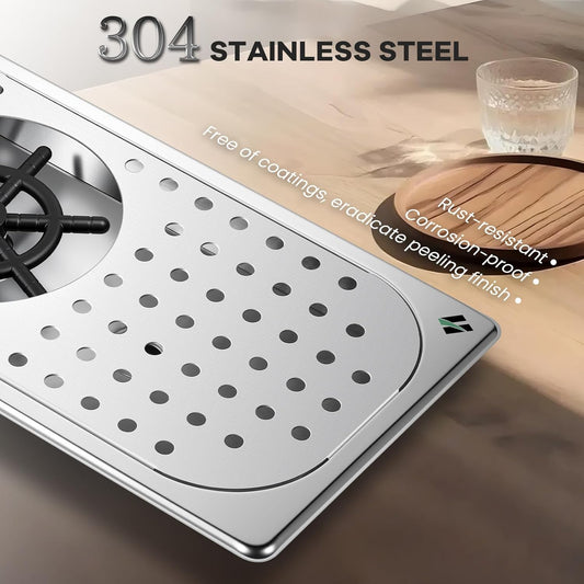 Huanyu Pitcher Rinser with 360 Degree Rotating High-Pressure Nozzle | Stainless Steel Glass Rinser with Drain and Drip Tray | Auto Cup Washer for Household and Commercial | 12.78×6.97×1.58 in