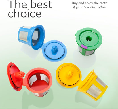 GoodCups 4 Reusable K Cups for Keurig - 4 Colors Refillable Kcups Coffee Filters for Keurig Coffee Makers