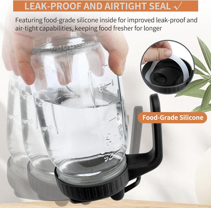 Glass Mason Jar Pitcher - 32oz with Pour Spout Lid, Airtight Seal - Ideal for Cold Brew Coffee, Juice, Lemonade, and More - Premium Glass Jug for Beverages and Sun Tea-Dark Cover