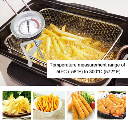 Deep Fryer/Candy/Turkey Thermometer with Clip&15 inch stem - Professional Kitchen Pot Fryer,Stainless Steel Fry Oil Thermometer for Frying,Candy and Meat Cooking