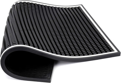 Jucoan 3 Pack Rubber Bar Mat for Countertop 18 x 12 Inch, 0.4 Inch Thicken Rubber Bar Service Mat, Non Slip Cocktail Drink Spill Mats for Bartender Bar Home, Dish Drying Mat for Kitchen