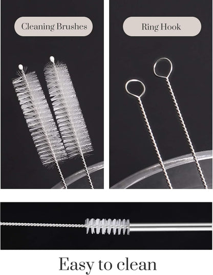 dcieiosul Set of 6 Reusable Metal Straws, 8.5'' Long Stainless Steel Straw with Cleaning Brushes and Case, Drinking for 20 oz Tumblers.