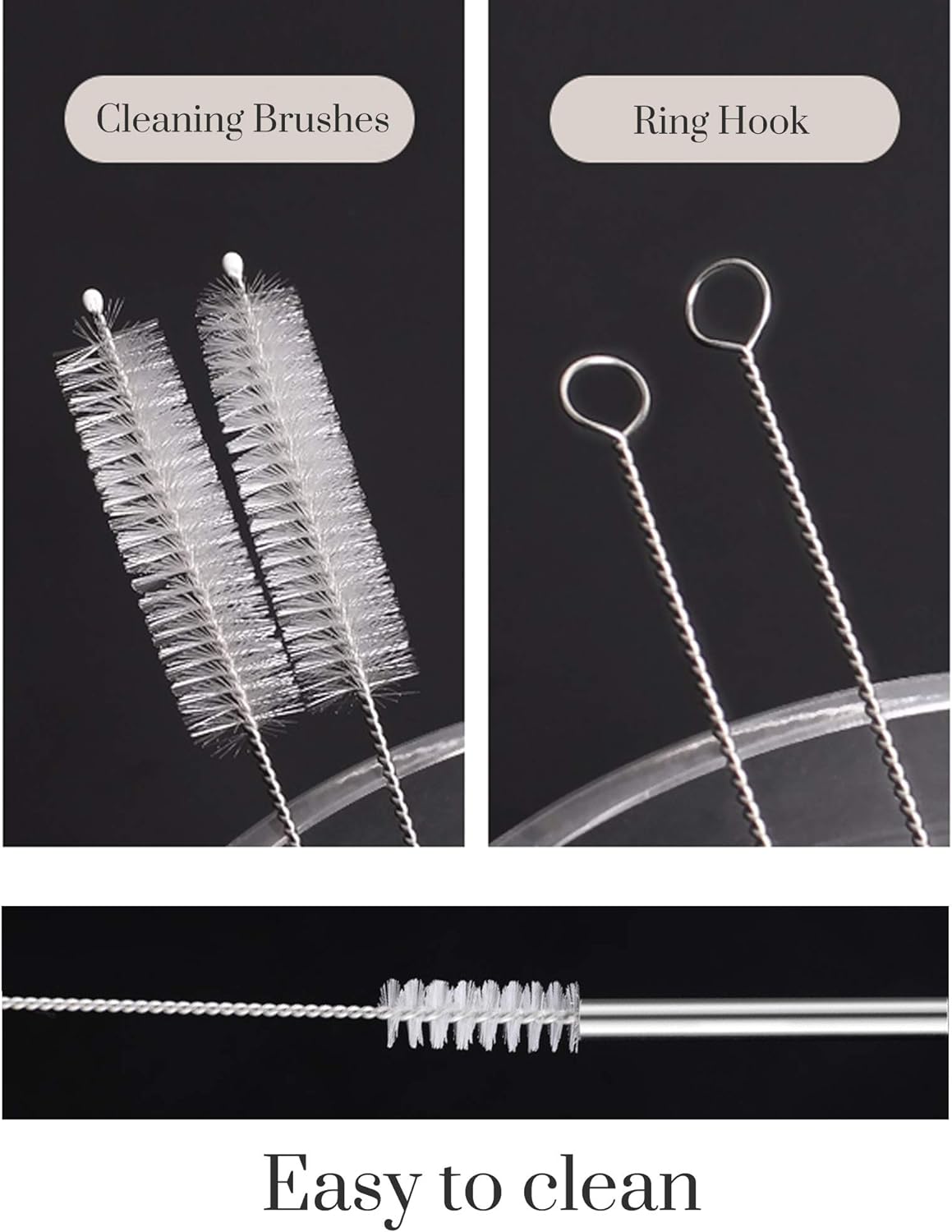 Set of 4 Reusable Metal Straws, 10.5'' Long Stainless Steel Straw with Cleaning Brushes and Case, Drinking for 30 oz and 20 oz Tumblers.