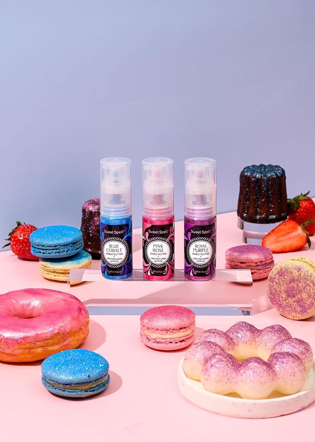 Sweet Spell Edible Cake Glitter Spray – Shimmering Magic for Cakes Decorating & Cocktails – 100% Edible, Food-Grade, Vegan, Gluten-Free (Pink)