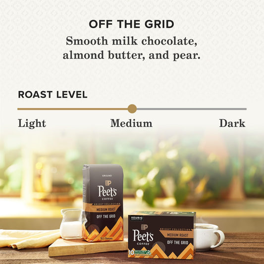 Peet's Coffee, Medium Roast Ground Coffee - Off The Grid 31.5 Ounces (3 Bags of 10.5 Ounces)