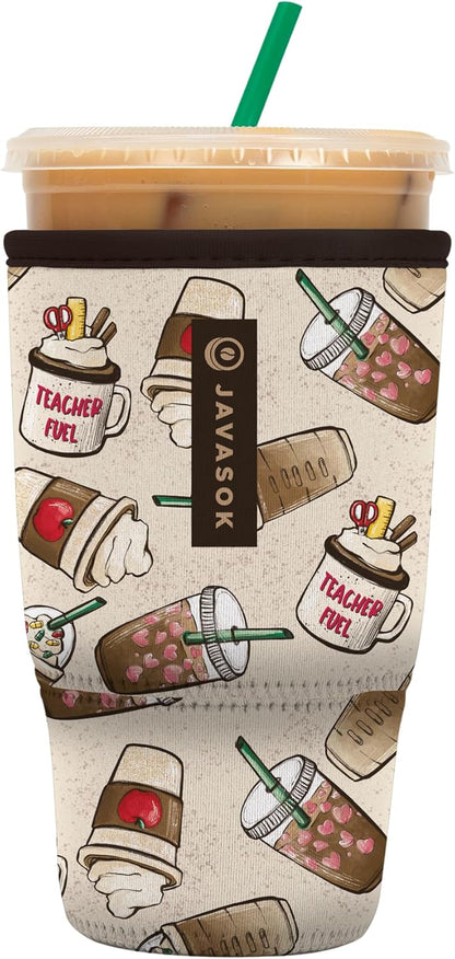 Sok It JavaSok Iced Coffee & Cold Soda Insulated Neoprene Cup Sleeve (Teacher's Favorite, Large: 30-32oz)
