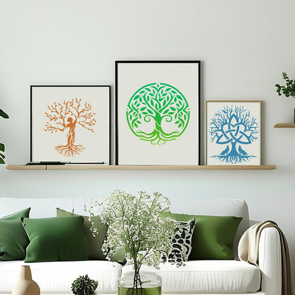 Yazhiji 15Pcs 6 x 6 Inch Tree of Life Stencil, Reusable Stencils for Painting on Wood Decoration Painting Templates for Wall Floor DIY Decorations Christmas Gifts for Kids