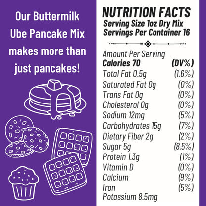 Ninong's Dessert Lab Ube Pancake Mix, Ube Flavored Buttermilk Pancake Mix with Real Ube, Makes Ube Cakes, Waffles, Crepes and more, Just Add Water (2 Pounds)