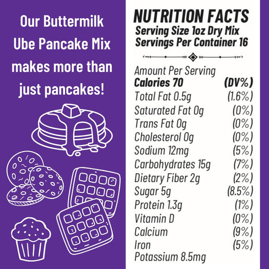 Ninong's Dessert Lab Ube Pancake Mix, Ube Flavored Buttermilk Pancake Mix with Real Ube, Makes Ube Cakes, Waffles, Crepes and more, Just Add Water (2 Pounds)