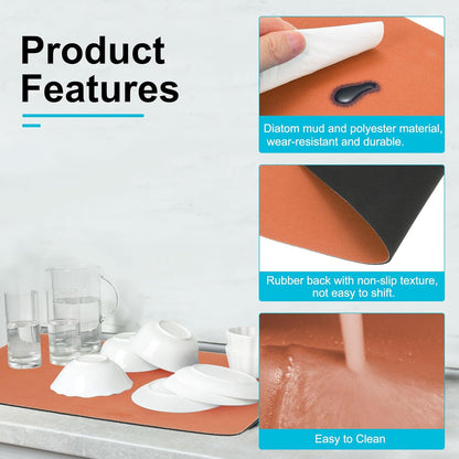 uxcell Silicone Mats for Kitchen Counter, 35.4" x 23.6" Non-Slip Countertop Protector Mat Heat Resistant Coffee Mat Waterproof Table Placemat, Orange