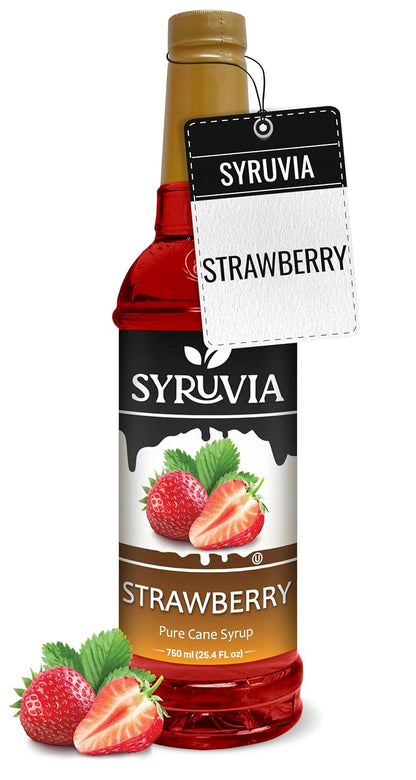 Syruvia Strawberry Syrup (25.4 fl oz) - Sweet Strawberry Bliss in a Bottle – Kosher, Gluten-Free, Ideal for Elevating Your Culinary and Beverage Adventures