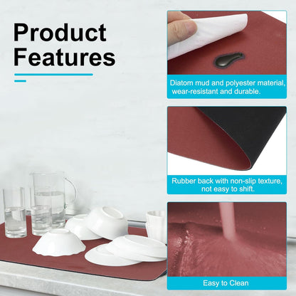 uxcell Silicone Mats for Kitchen Counter, 35.4" x 23.6" Non-Slip Countertop Protector Mat Heat Resistant Coffee Mat Waterproof Table Placemat, Wine Red