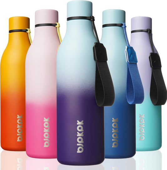 BJPKPK Insulated Water Bottles, 25 oz Stainless Steel Metal Water Bottle with Strap, BPA Free Leak Proof Thermos, Mugs, Flasks, Reusable Water Bottle for Sports & Travel, Ocean Dream