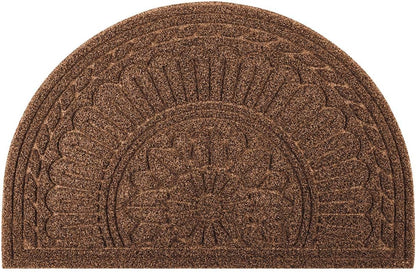 Mibao Door Mat Outdoor Indoor, 23.5" x 35.5", Half Round Door Mats, Non-Slip Front Door Mats Outdoor, Dirt Trapper Welcome Mats for Front Door, Back Door, Shoe Scraper, Coffee