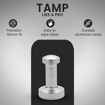 Rattleware Premium Aluminum Espresso Tamper (58 mm) - Ideal for Baristas & Coffee Lovers - Sleek Material & Design - Ultimate Tamping Precision & Consistency