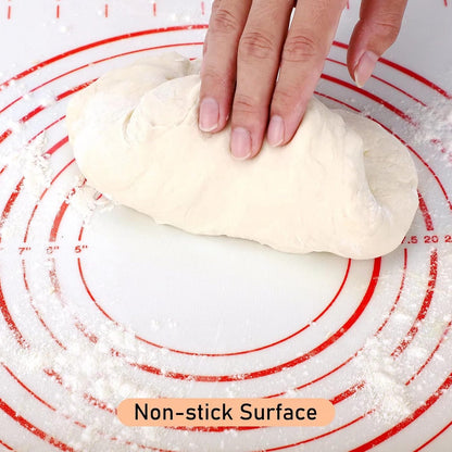 Extra Large Silicone Pastry Mat, Baking Mat with Measurement for Fondant, Rolling Dough, Pie Crust, Pizza and Cookies, Counter Mat/Kneading Matts, Red, 24" x 32"