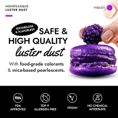 MONÉGASQUE Purple Edible Glitter for Drinks 7g – Violet Edible Glitter for Cakes & Cocktails – Purple Luster Dust for Cake Decorations Spray Sprinkles – Halloween Cocktail & Drink Shimmer Powder